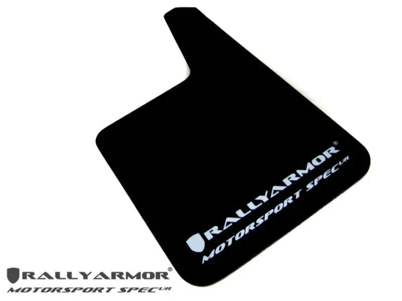 Rally Armor Universal Fit (No Hardware) Motorsport Spec Black Ur Mud Flap W/ White Logo 1