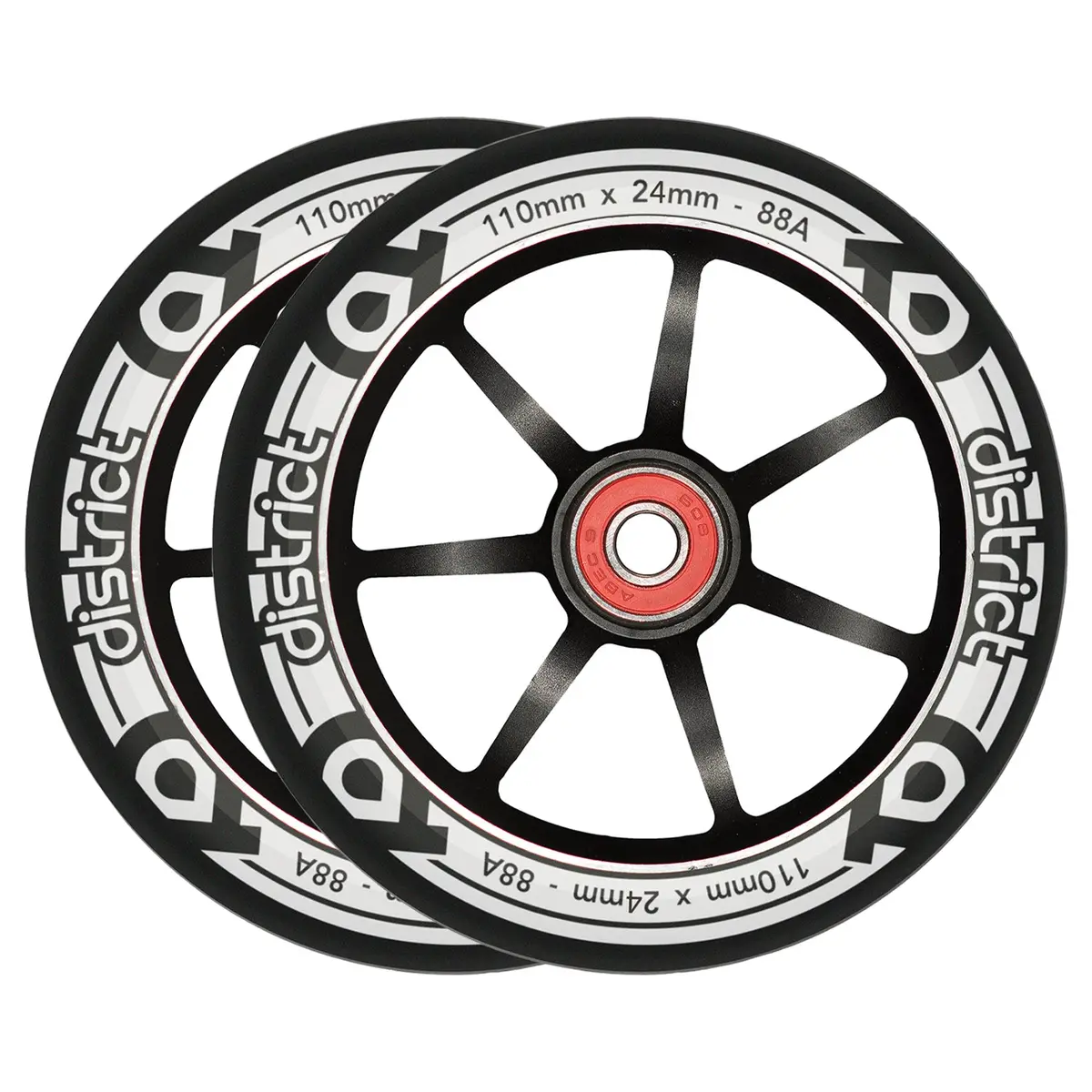 District Scooters S-Series Wheels - 110Mm - Black / White - Pair 1