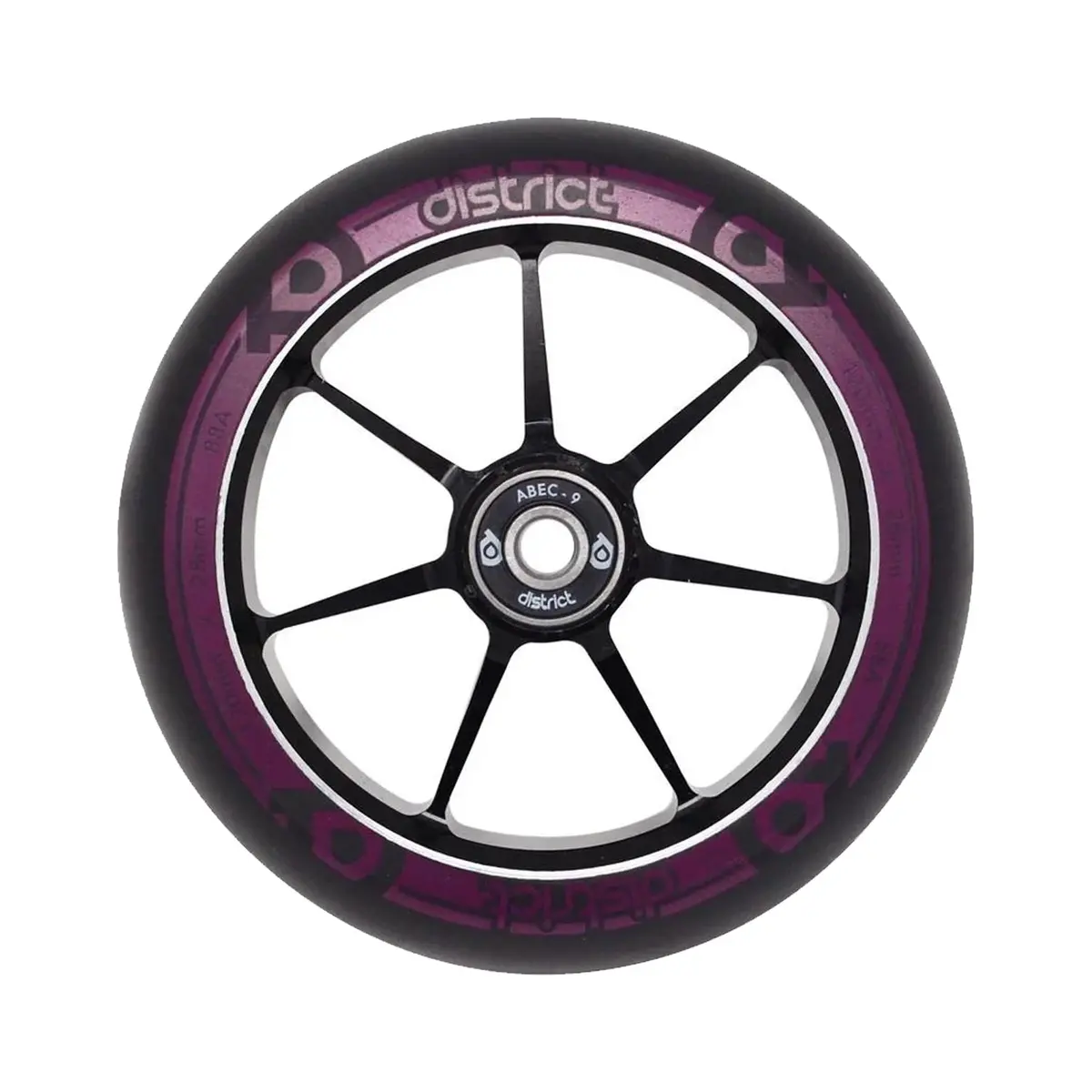 District Scooters W120 Wheel - Dual Width - 120Mm - Black / Magenta 1