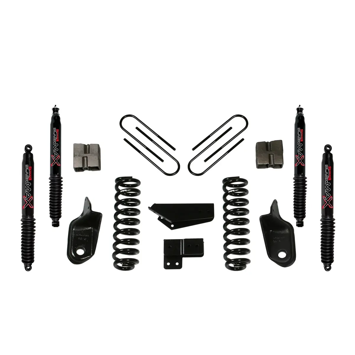 Suspension Lift Kit W/Shock Black Max Shocks 4 Inch Lift Incl. Front Coil Springs Brackets Rear U Bolt Kit Rear Block Skyjacker 1