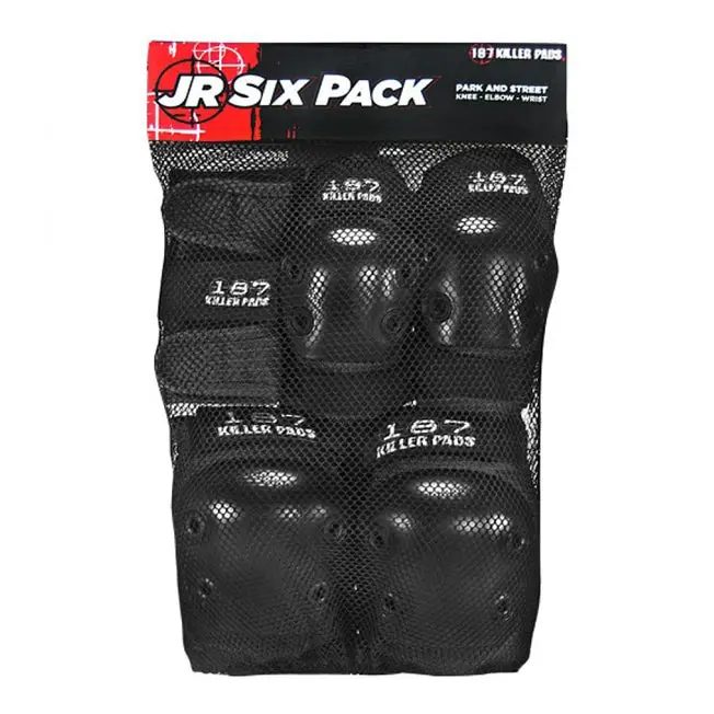 187 Killer Pads 6 Pack - Black - Junior 1