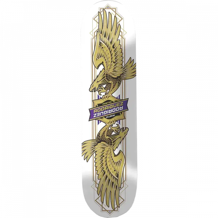 Primitive Rodriguez Twin Nose Eagle 8.5" White Skateboard Deck 1