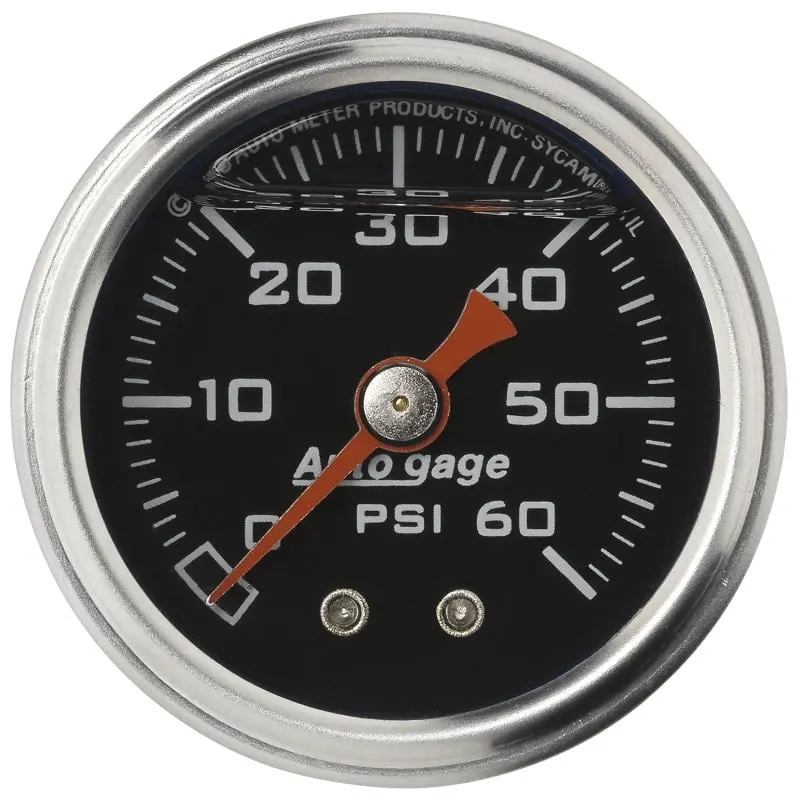 Autometer Autogage 1.5In Liquid Filled Mechanical 0-60 Psi Fuel Pressure Gauge - Black 1