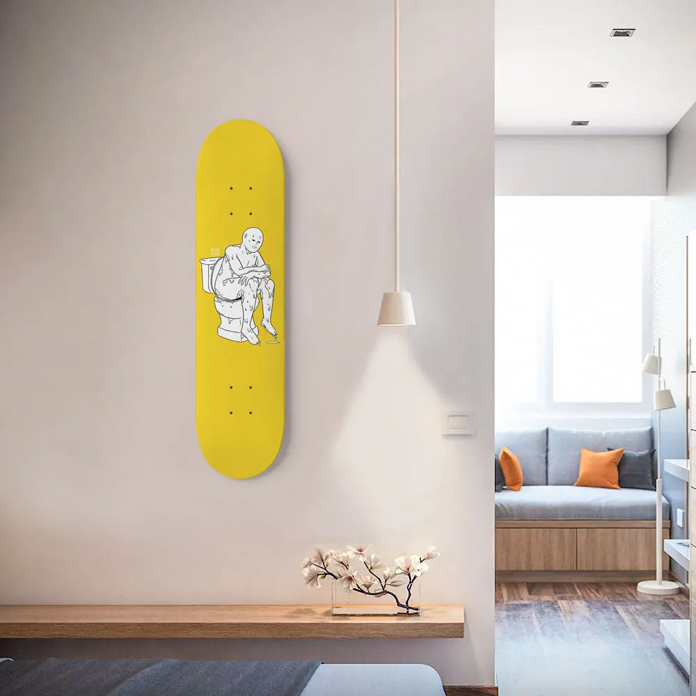 The Thinker Yellow 8.25" Custom Skateboard Or Wall Art 1