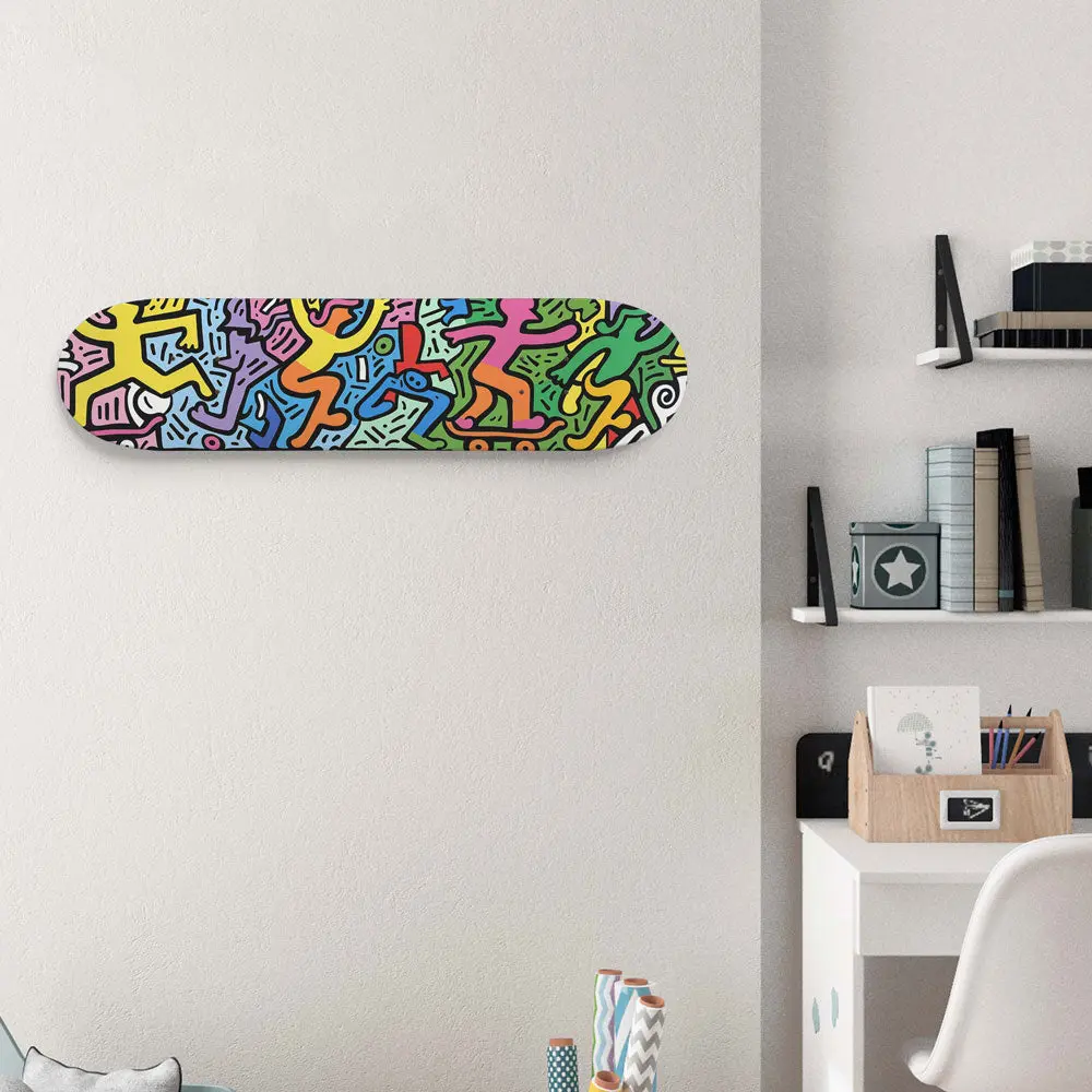 Dancing Joyful Skateboarders 8.25" Skateboard Or Wall Artd 1