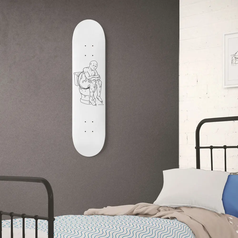 The Thinker White 8.25" Custom Skateboard Or Wall Art 1