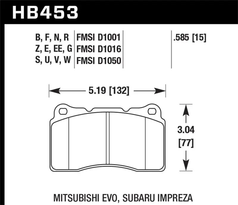 Hawk Er-1 Front Motorsport Brake Pads 03-06 Evo / 04-09 Sti / 10+ Camaro Ss (Brembo) 1