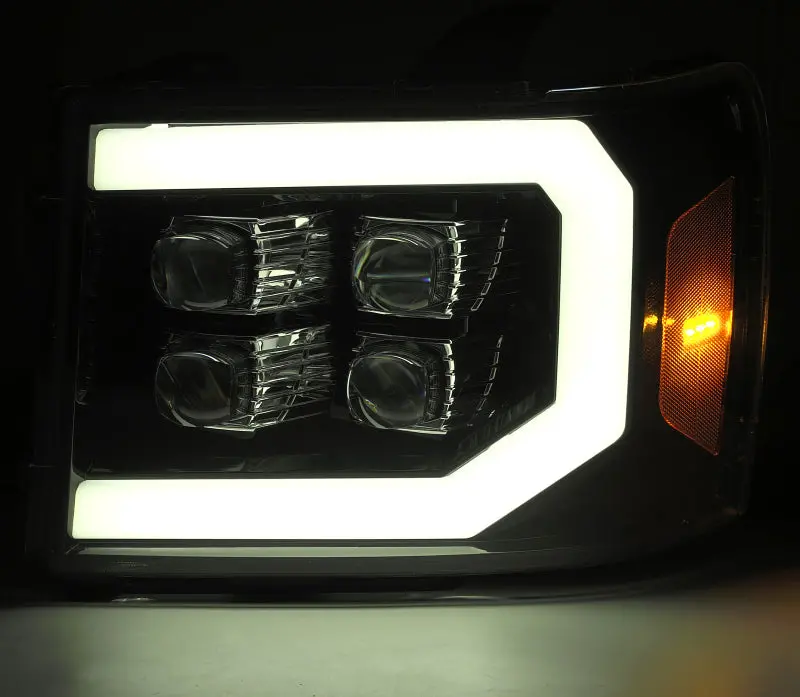 Alpharex 07-14 Gmc 2500Hd Nova Led Proj Headlight Plank Style Matte Blk W/Activ Light/Seq Signal/Drl 1