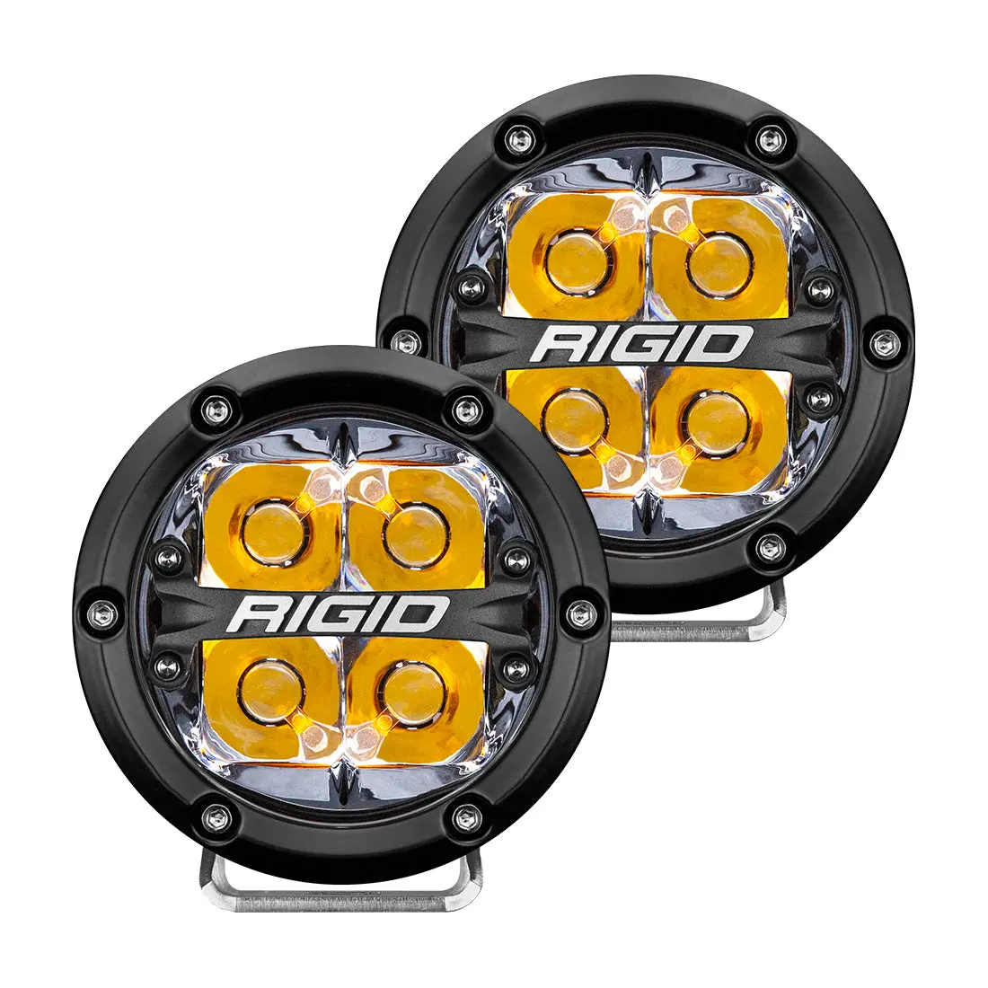 360-Series 4 Inch Led Off-Road Spot Beam Amber Backlight Pair Rigid Industries 1