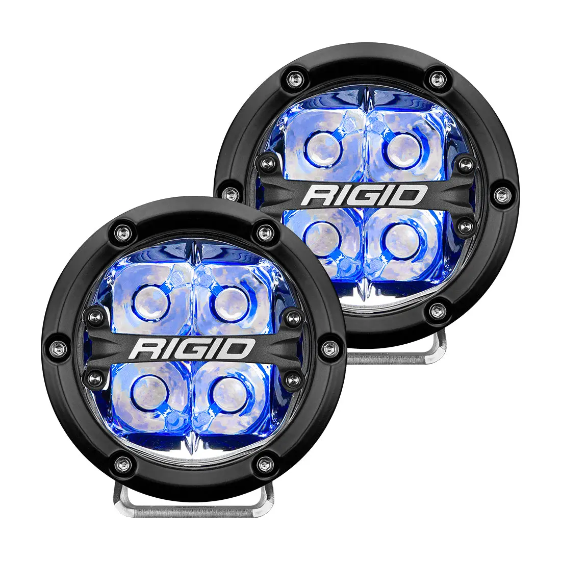 360-Series 4 Inch Led Off-Road Spot Beam Blue Backlight Pair Rigid Industries 1