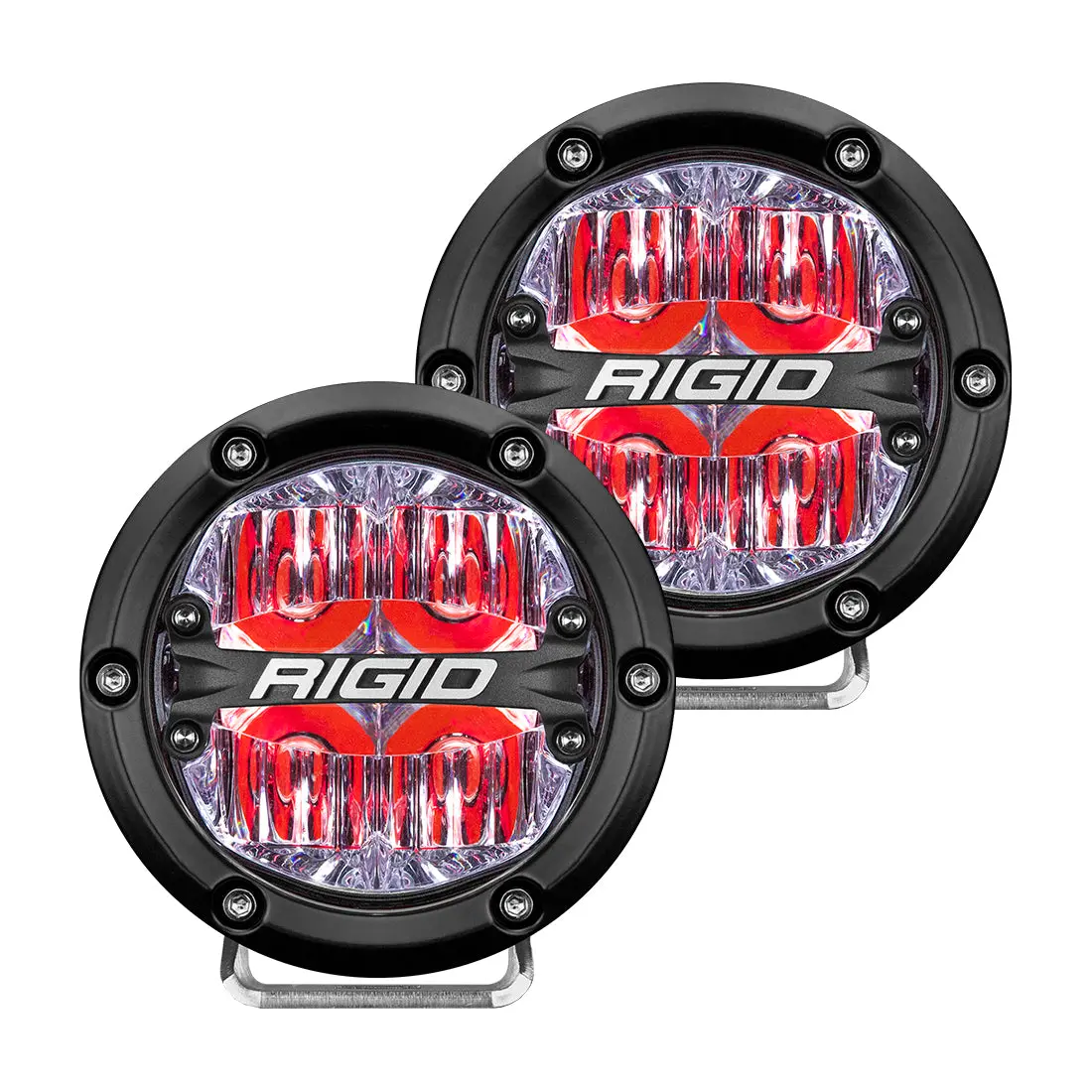 360-Series 4 Inch Led Off-Road Drive Beam Red Backlight Pair Rigid Industries 1