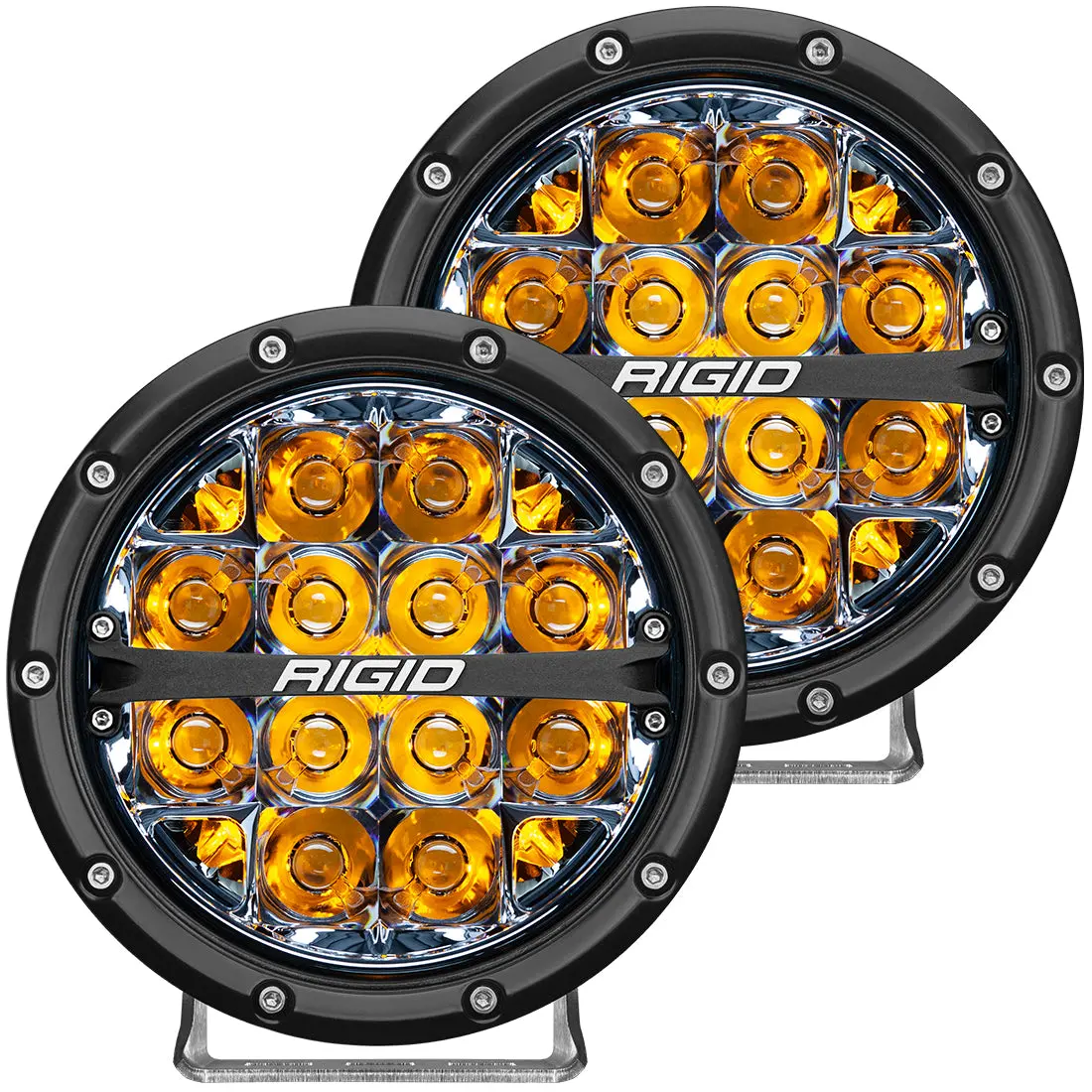 360-Series 6 Inch Led Off-Road Spot Beam Amber Backlight Pair Rigid Industries 1