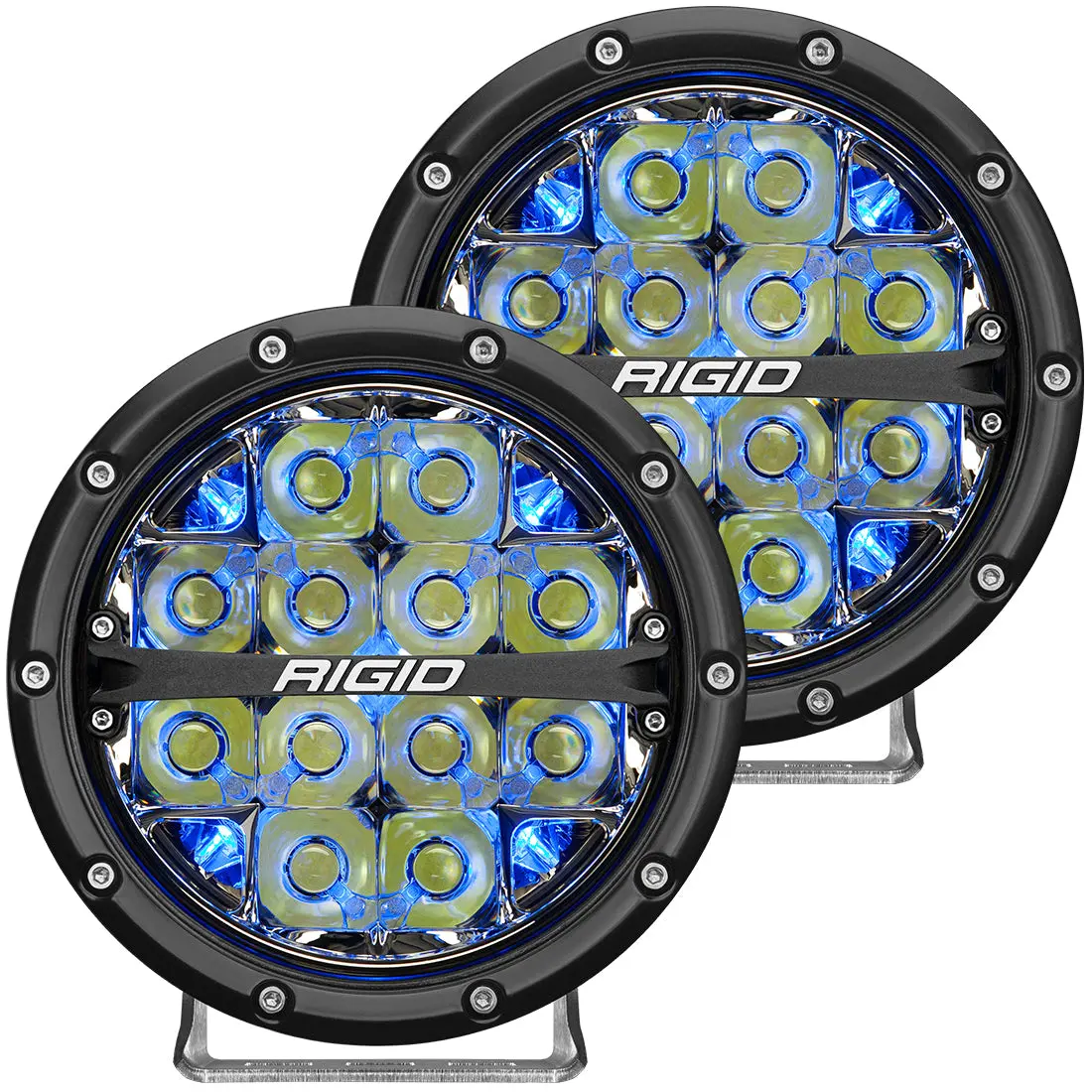 360-Series 6 Inch Led Off-Road Spot Beam Blue Backlight Pair Rigid Industries 1