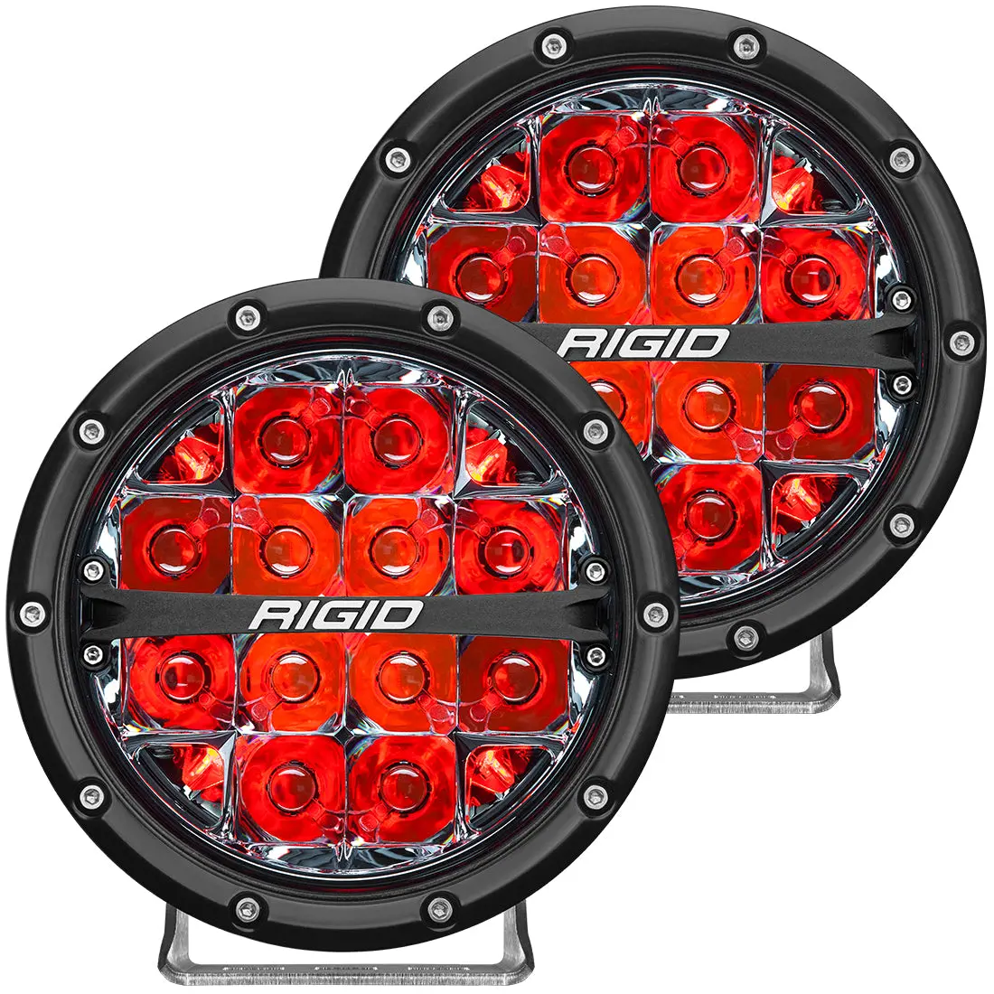 360-Series 6 Inch Led Off-Road Spot Beam Red Backlight Pair Rigid Industries 1