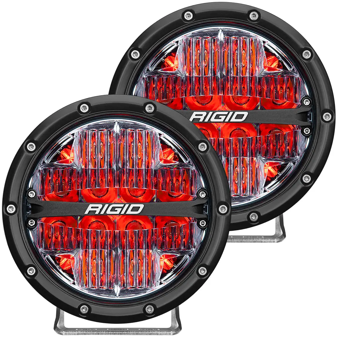 360-Series 6 Inch Led Off-Road Drive Beam Red Backlight Pair Rigid Industries 1