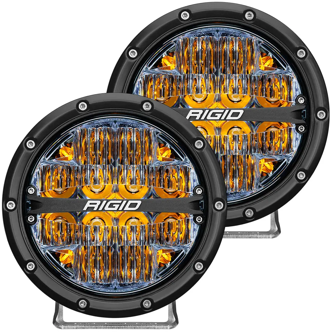 360-Series 6 Inch Led Off-Road Drive Beam Amber Backlight Pair Rigid Industries 1