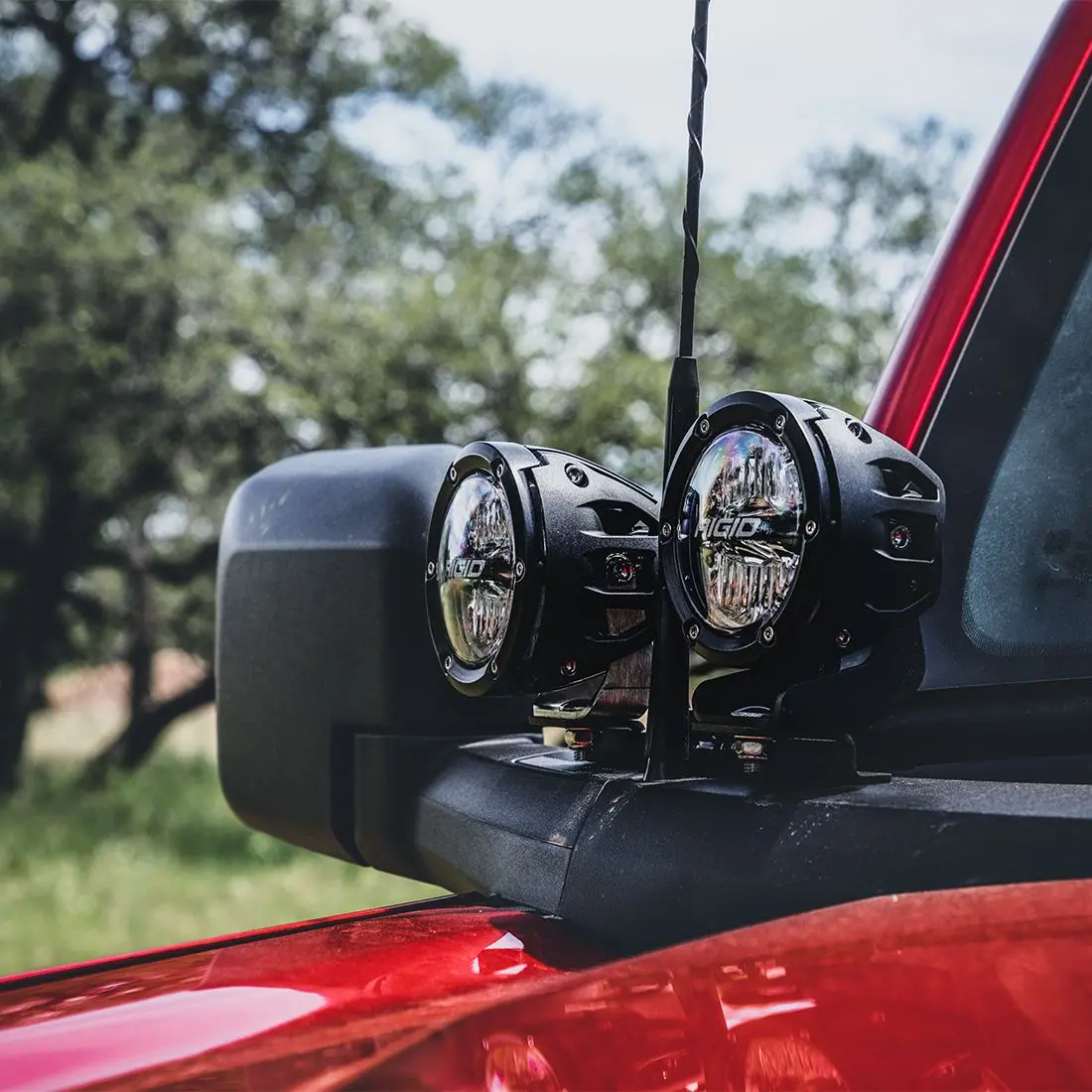 2021-Present Ford Bronco A-Pillar Light Kit With A Set Of 360 Spot And A Set 360 Drive Lights Rigid Industries 1