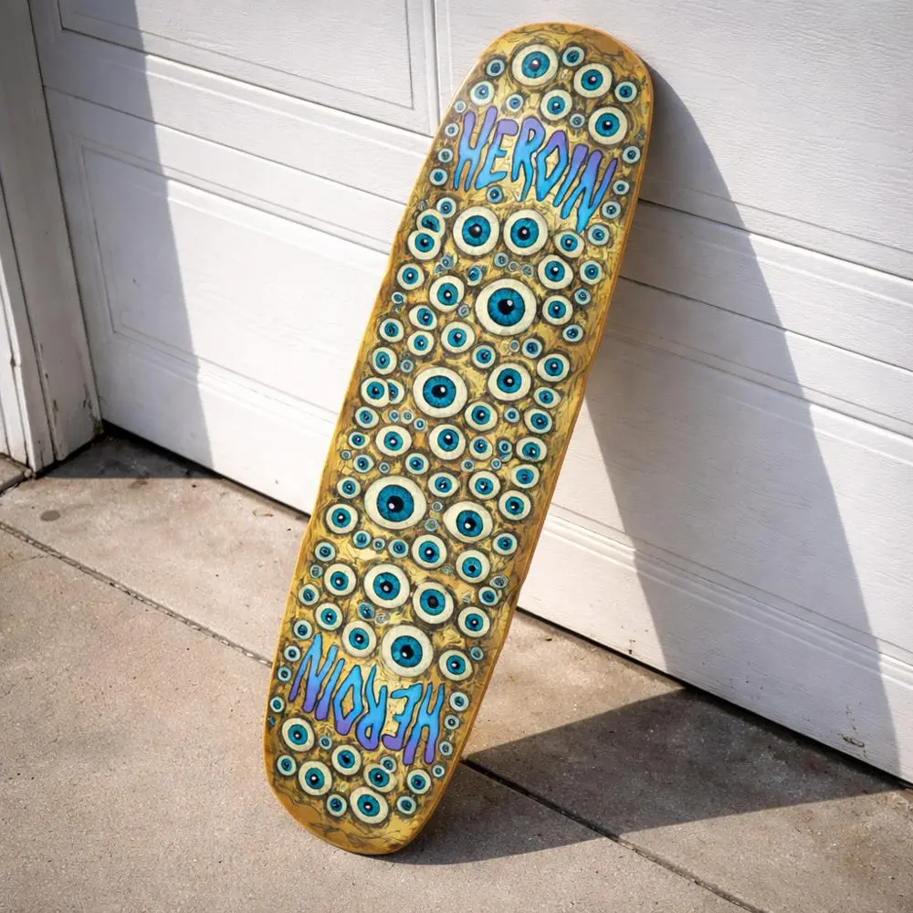 Heroin Seeing Double Mutated 9.5" Gold Skateboard Deck 1
