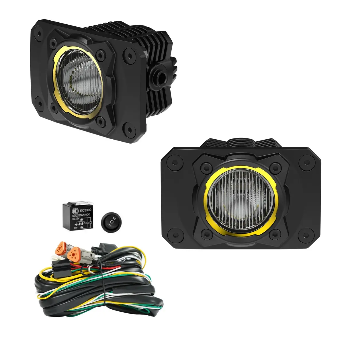 Kc Flex Era 1 Led 2-Light Flush Mount Kit Rear Ext Wiring Harness & Sprd Bm Ptrn 1