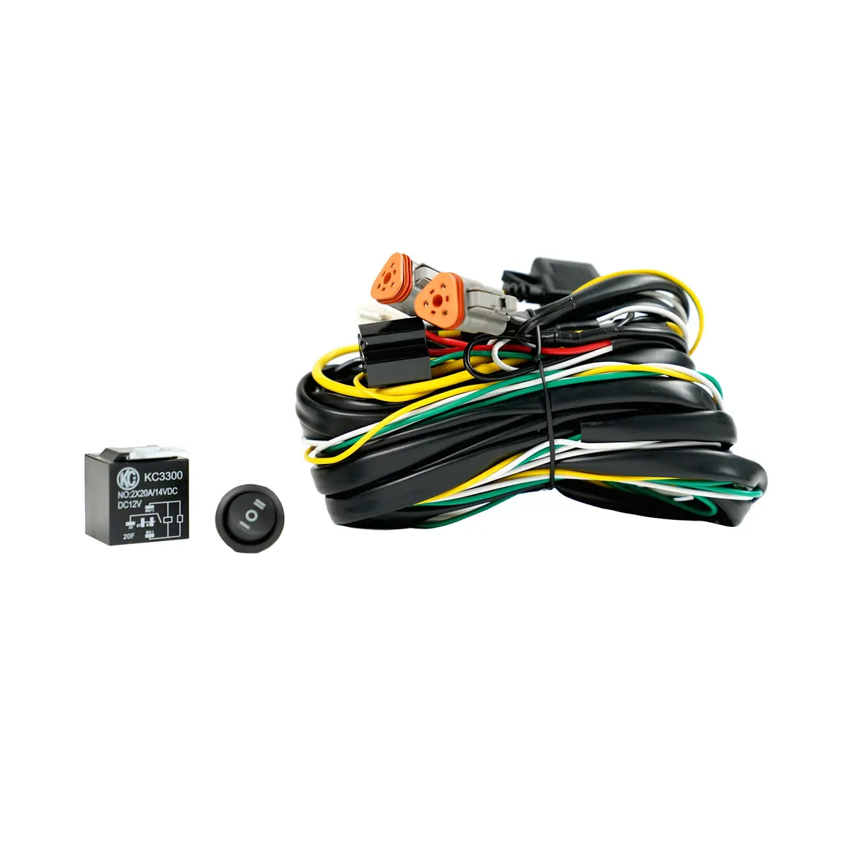 Kc Wire Harness Flex Era 3-Pin Dt 40A Relay And Rocker Switch 1