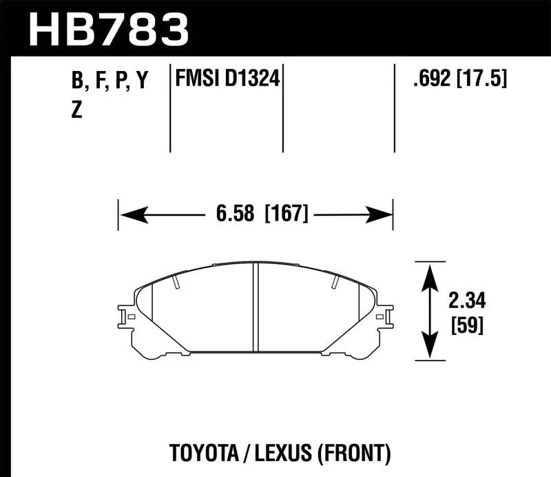Hawk 08-16 Toyota Highlander Lts Street Front Brake Pads 1