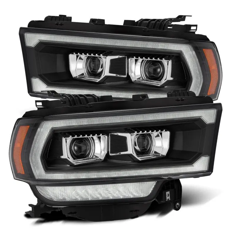 Alpharex 19-21 Ram 2500 Pro-Series Projector Headlights Plank Style Black W/Activation Light 1