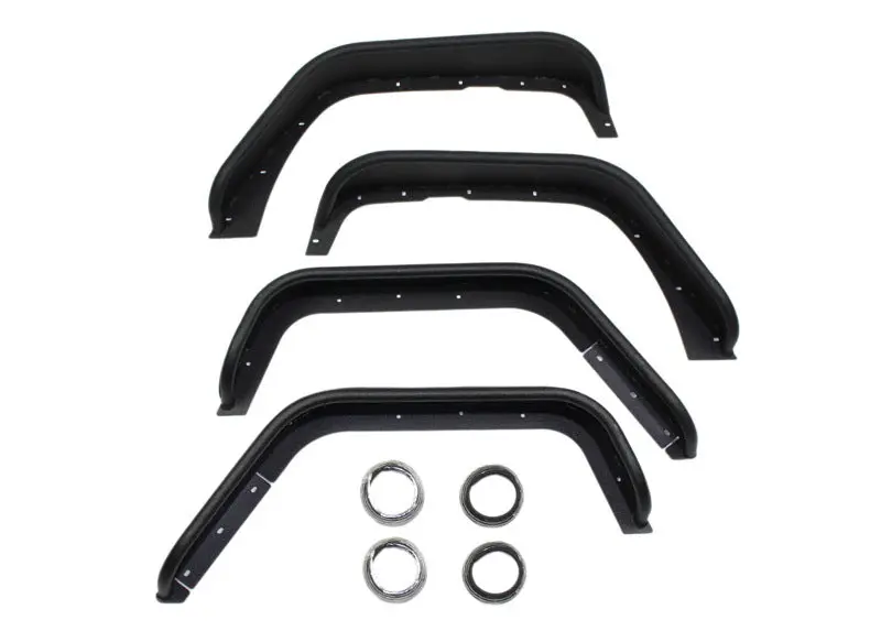Fishbone Offroad 07-18 Jeep Wrangler Front/Rear Tube Fenders - Aluminum Blk Txtrd Pwdrcoat(Set Of 4) 1