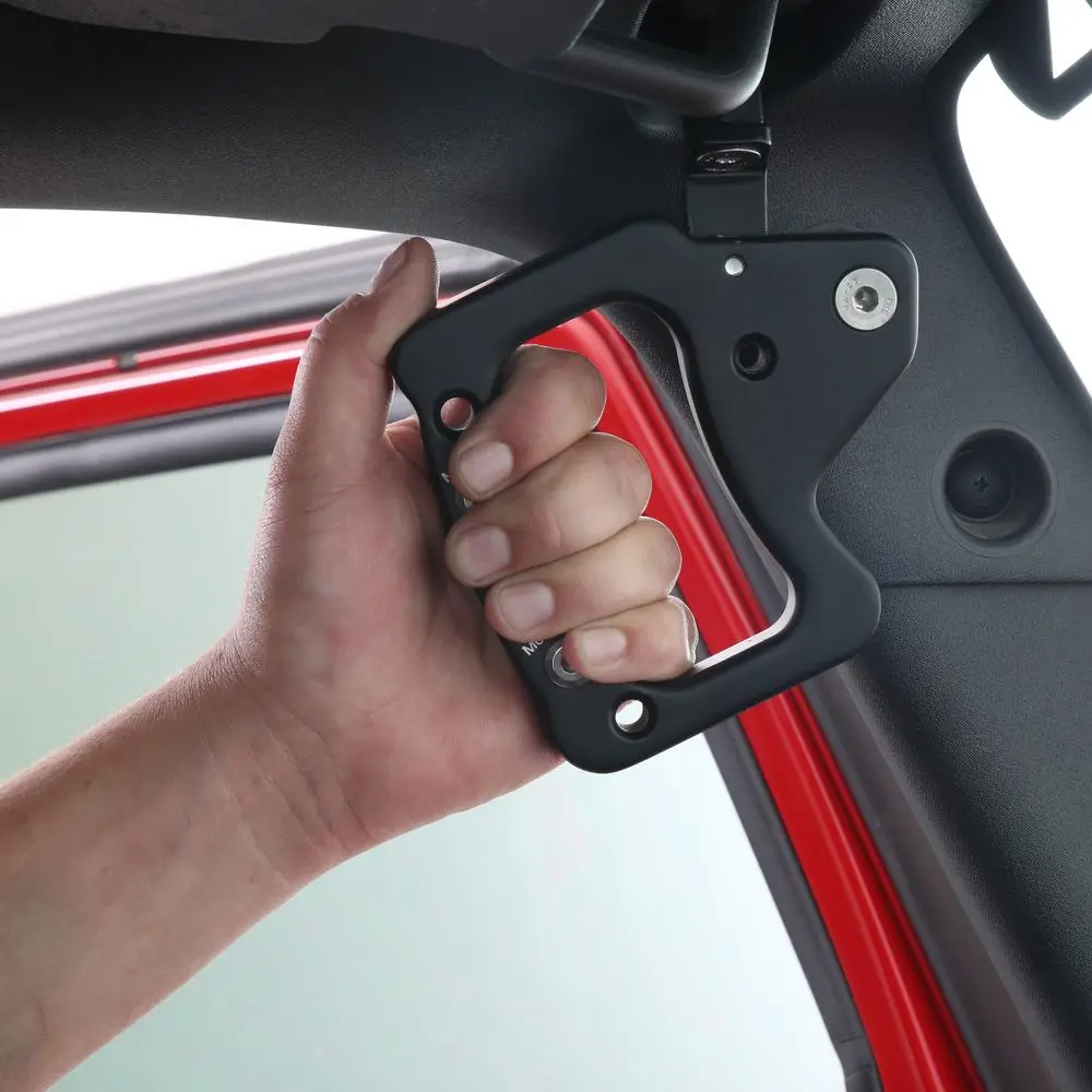 Front Aluminum Grab Handle Pair - Black (07-18 Jk/Jku) 1