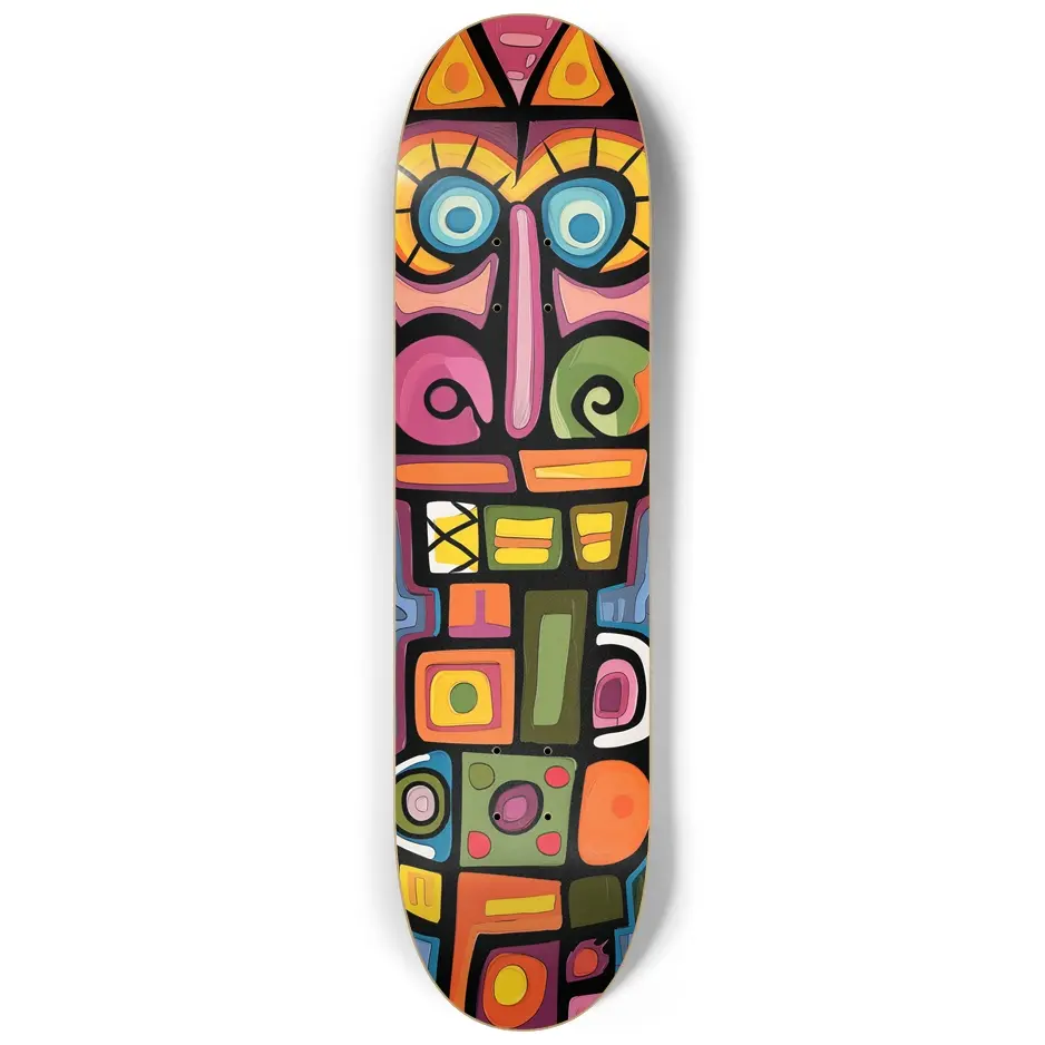 Colorful Tikiman Pop Art 8.25" Skateboard Or Wall Art 1