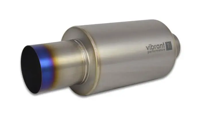 Vibrant Titanium Muffler W/Straight Cut Natural Tip 3.5In Inlet / 3.5In Outlet 1