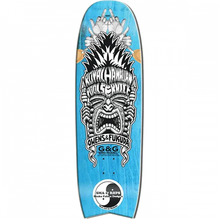 Santa Monica Airlines Owens/Fukuda Royal Hawaiian 9.75" Pool Skateboard Deck - Green/Blue 1