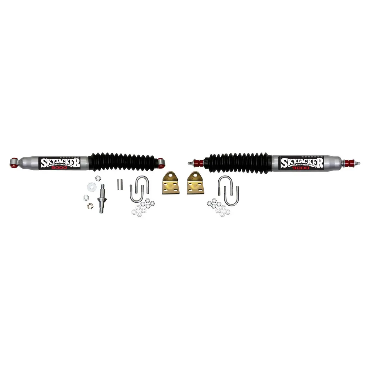Steering Stabilizer Dual Kit Silver W/Black Boots 97-06 Jeep Tj 97-16 Jeep Wrangler Skyjacker 1