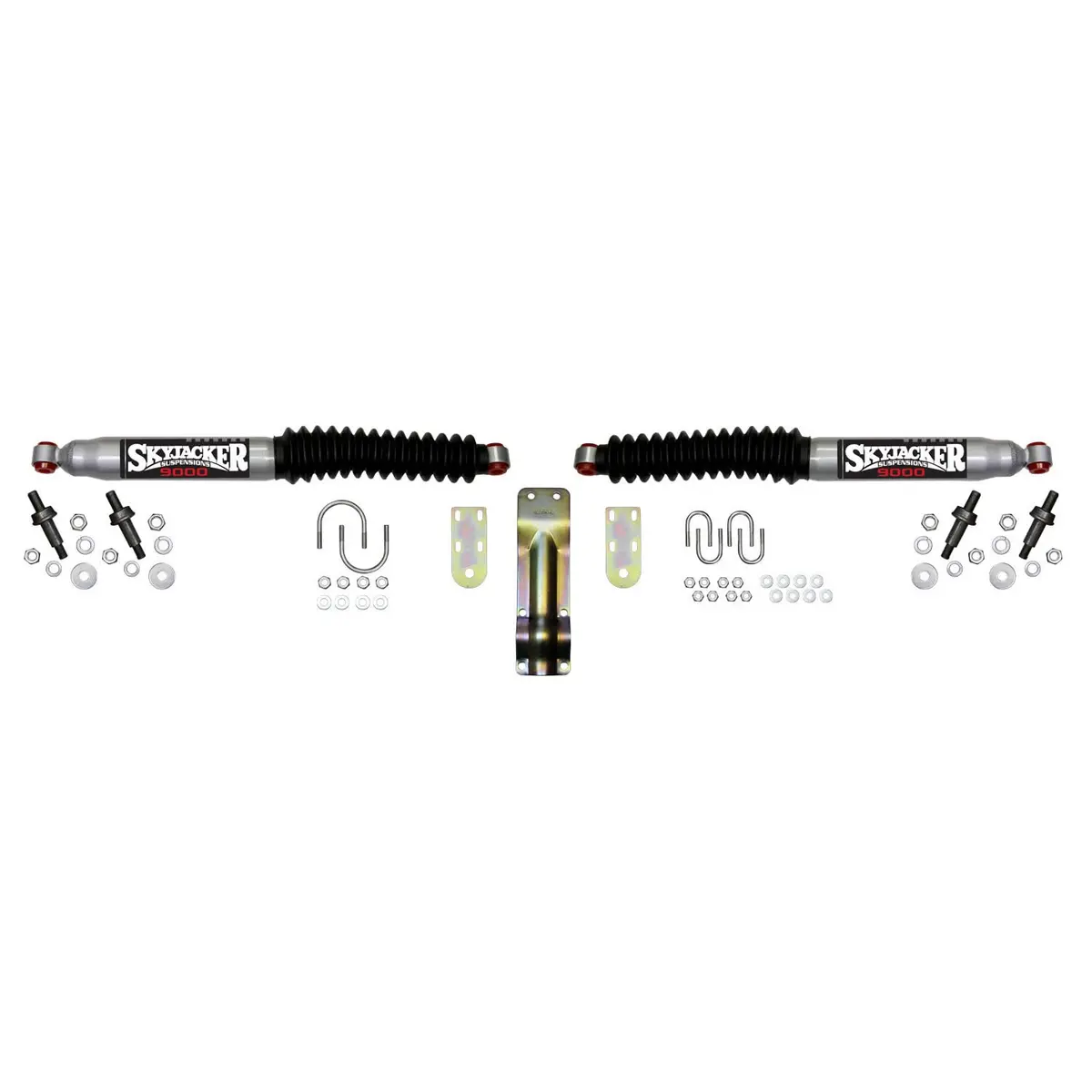 Steering Stabilizer Dual Kit 59-79 F-250/F-350 Silver W/Black Boots Skyjacker 1