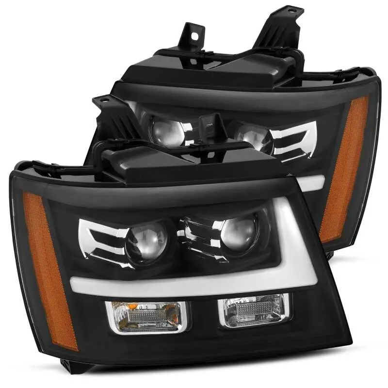 Alpharex 07-14 Chevrole Tahoe Pro-Series Led Headlights Plank Style Blk W/Activ Light/Seq Signal/Drl 1