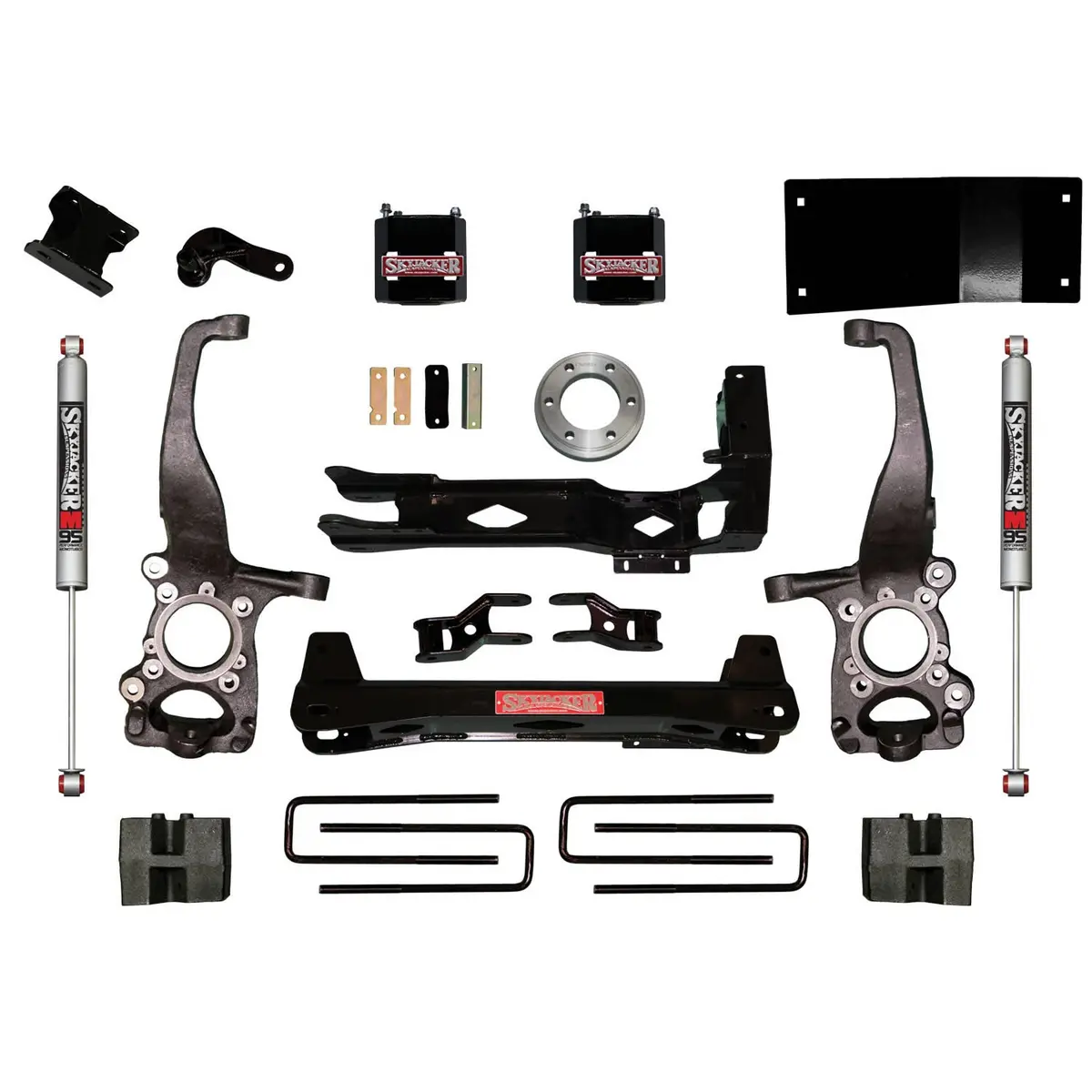 Suspension Lift Kit W/Shock 4.5 Inch Lift 15-19 Ford F-150 Incl. Front Strut Spacers Steering Knuckles Rear Block Kit And Monotube 9500 Shocks Skyjacker 1