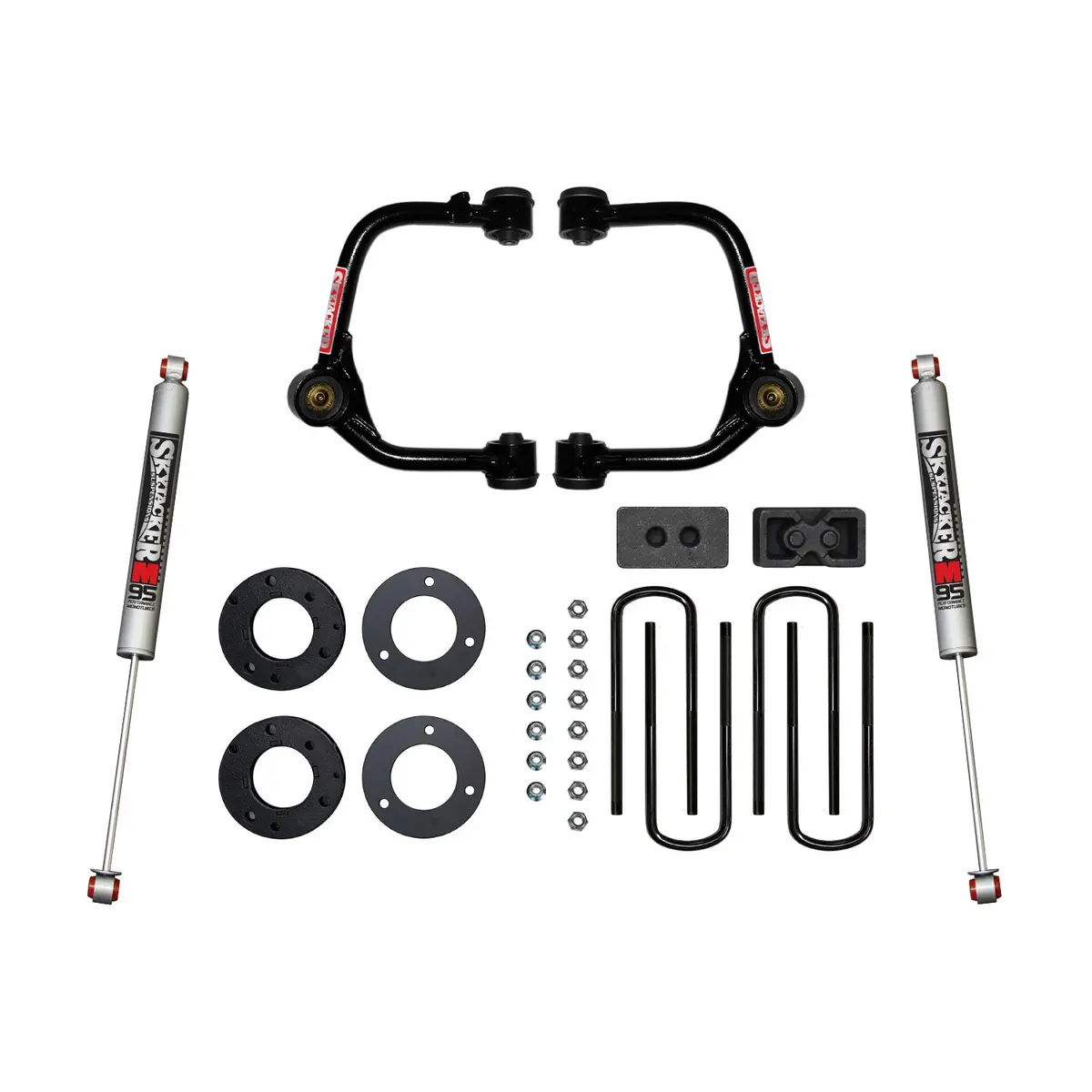 3 Inch Suspension Lift Kit With Front Strut Spacers Front Upper A-Arms Rear Blocks Rear U-Bolts And Rear M95 Monotube Shocks 2021 Ford F-150 Skyjacker 1