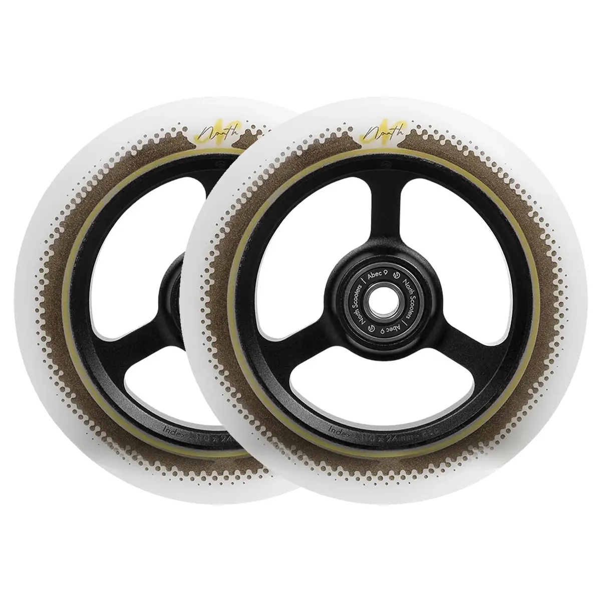 North Index G5 Scooter Wheels - 115Mm - Black / White - Pair 1
