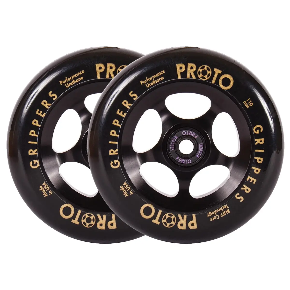 Proto Gripper Spoked Wheels - 110Mm - Black On Black - Pair 1