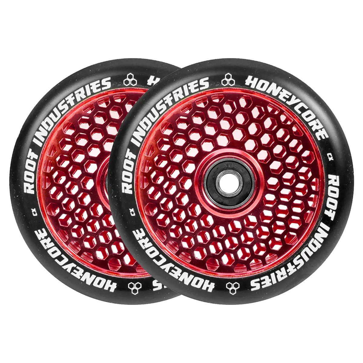Root Honeycore Scooter Wheels - 110Mm - Black On Red - Pair 1