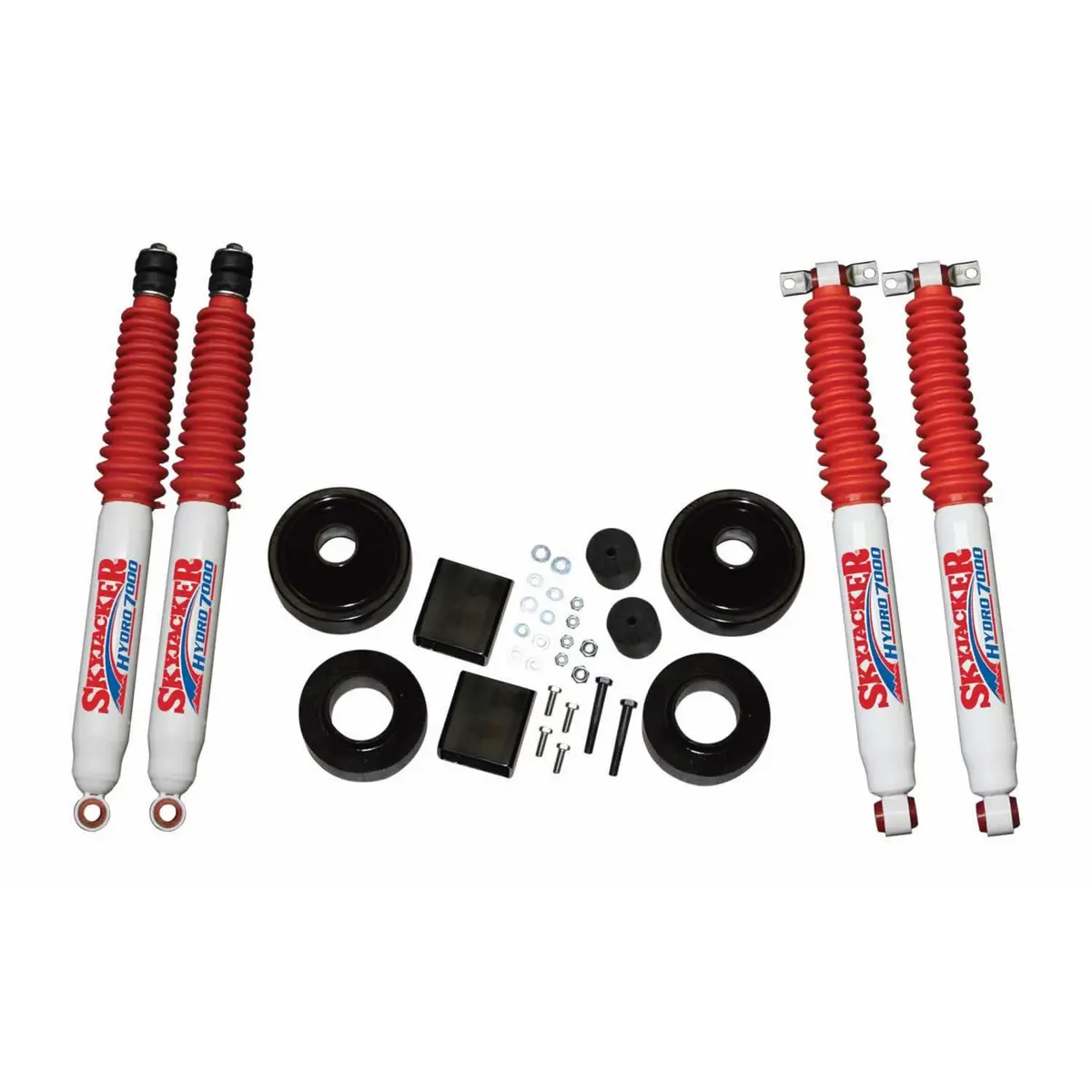 Suspension Lift Kit W/Shock 2 Inch Lift 07-18 Wrangler Jk Incl. Front/Rear 2 Inch Polyurethane Coil Spring Spacers W/Bump Stop Spacers Skyjacker 1