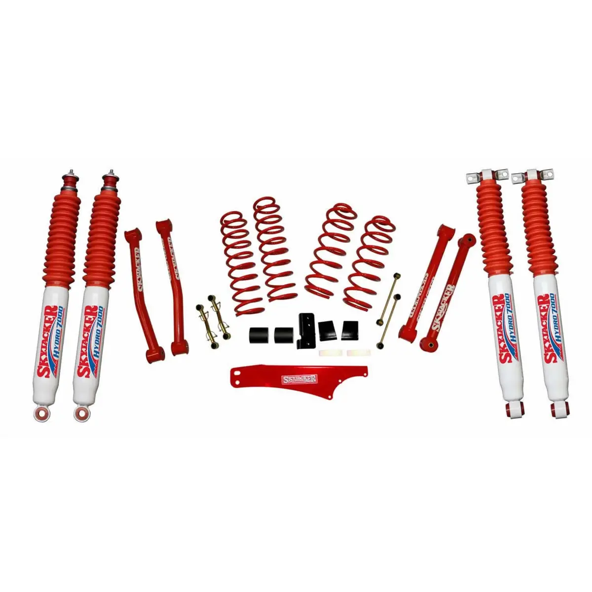 Suspension Lift Kit 07-18 Wrangler Jk W/Shock 2.5-3.5 Inch Lift Incl. Rear Track Bar Brace Front And Rear Springs Classic Red Powder Coated Skyjacker 1
