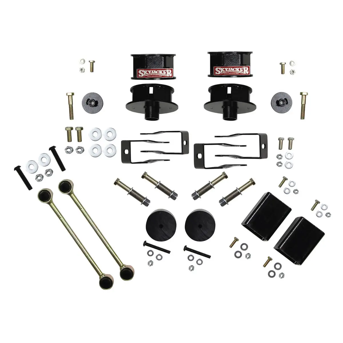 Long Travel Series Lift Kit 2.5 Inch Front/2 Inch Rear Includes Coil Spacers Bump Stop Extensions Shock Extension Brackets Extended Sway Bar Links 18-Pres Wrangler Jl Skyjacker 1