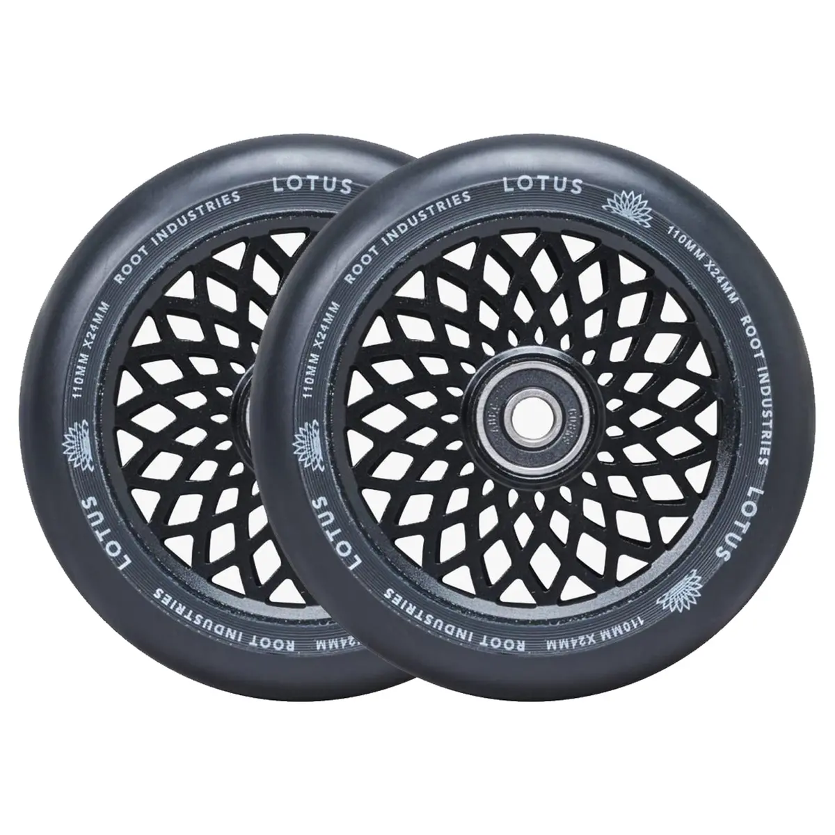 Root Lotus Scooter Wheels - 110Mm - Black On Black - Pair 1