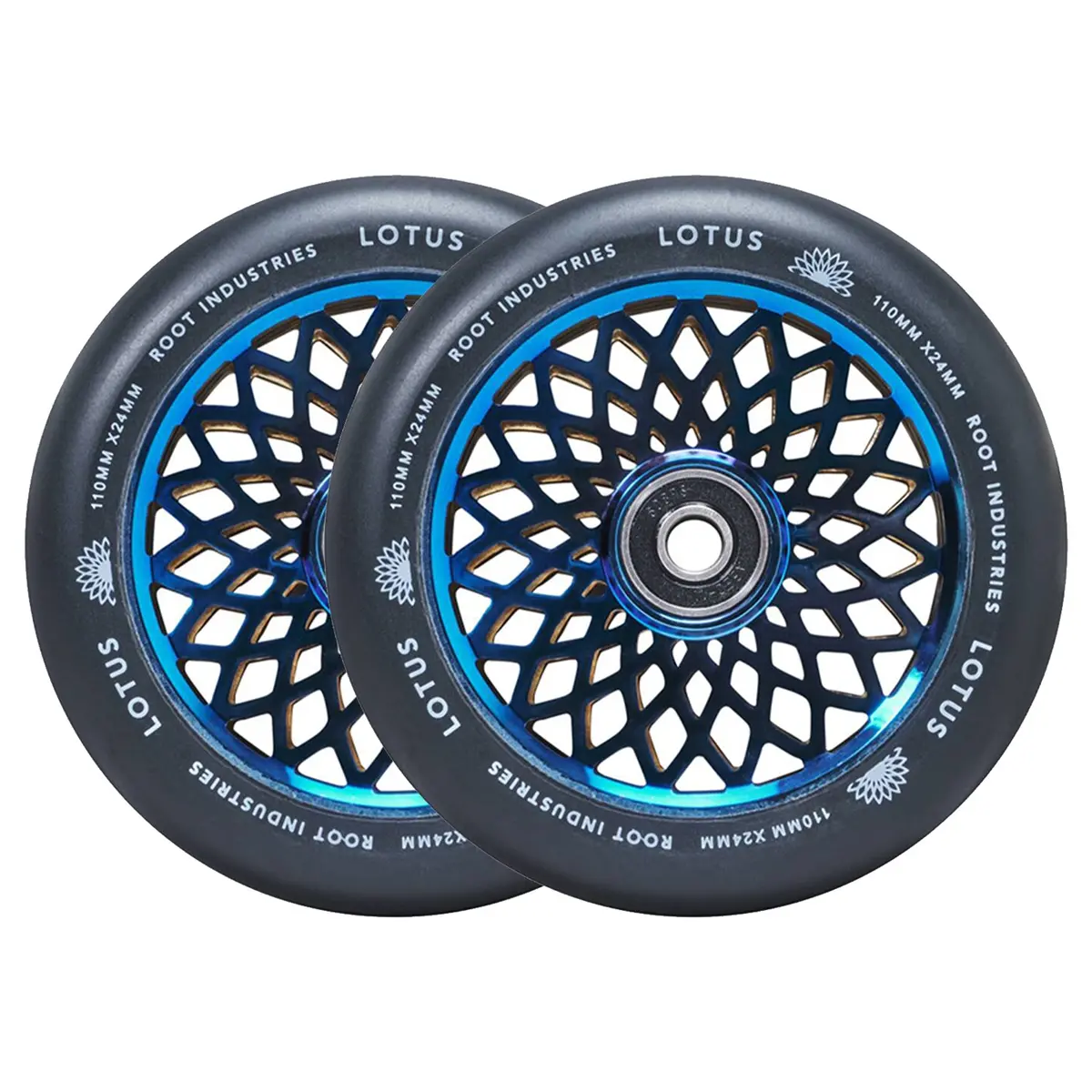 Root Lotus Scooter Wheels - 110Mm - Black On Blu-Ray - Pair 1