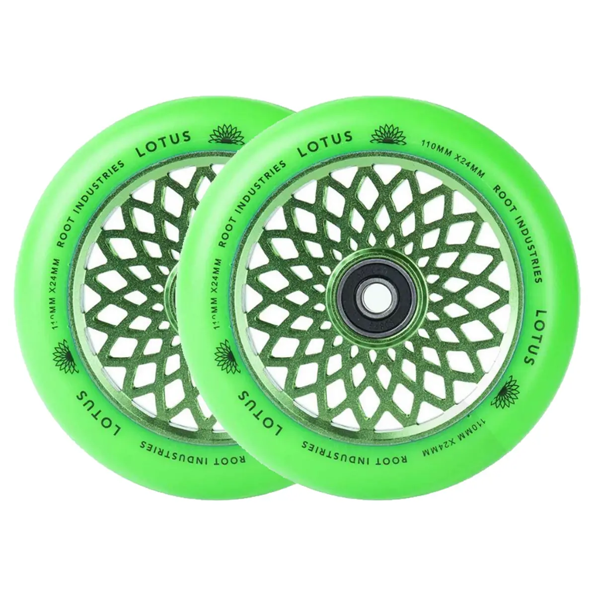 Root Lotus Scooter Wheels - 110Mm - Green - Pair 1