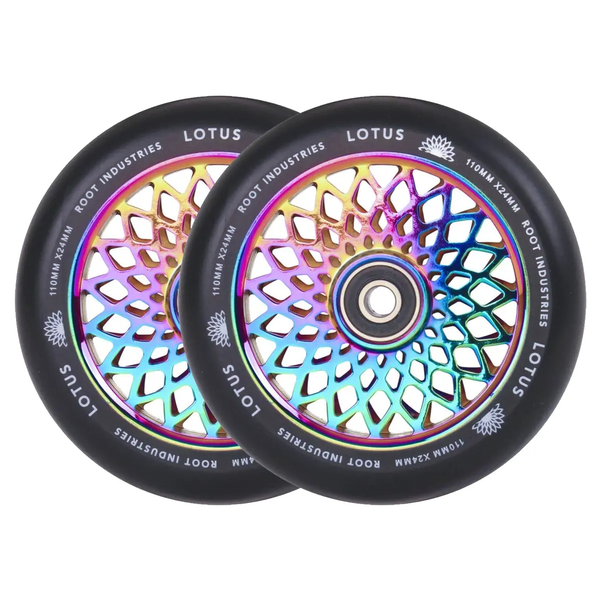 Root Lotus Scooter Wheels - 110Mm - Black On Rocket Fuel - Pair 1
