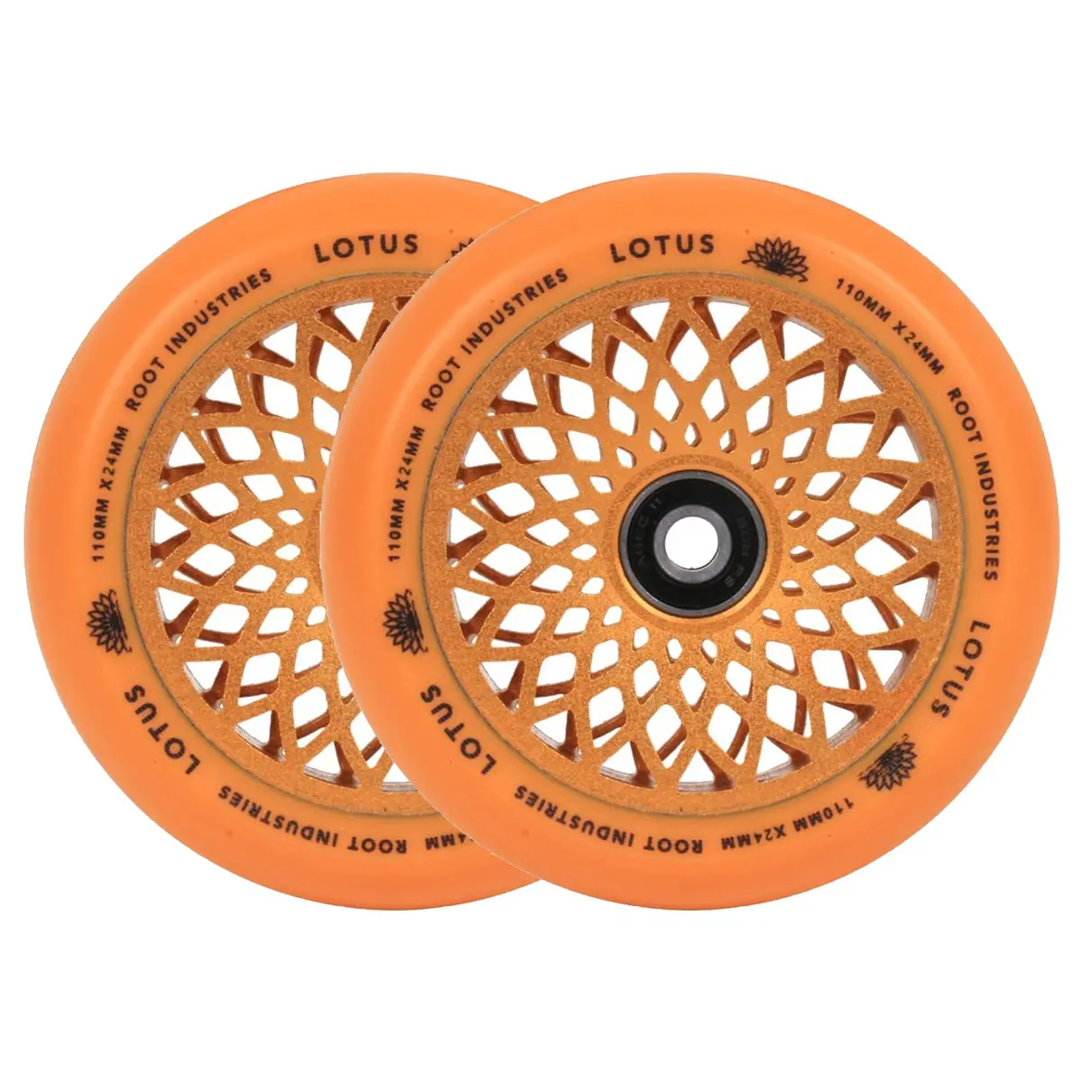 Root Lotus Scooter Wheels - 110Mm - Orange - Pair 1