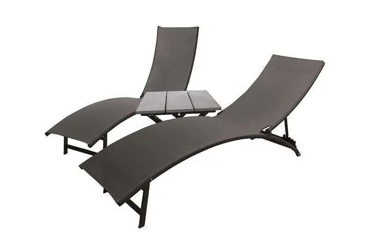 Midtown Sun Lounger 3 Pc Set - Aluminum (Black Chrome) 1