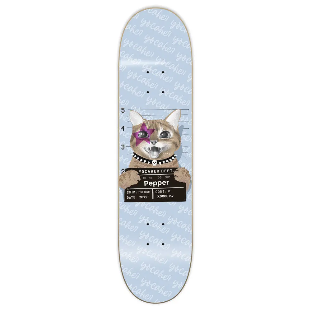 Yocaher Purple Pepper Graphic Skateboard Deck - Rockstar Kitty Cat 1