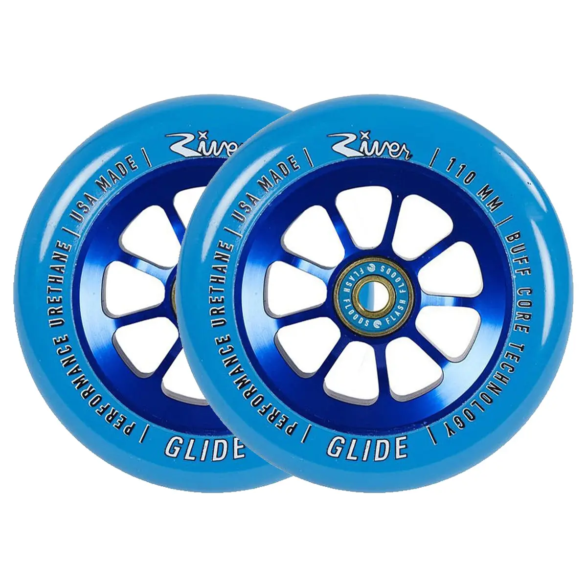 River Glide Scooter Wheels - 110Mm - Sapphire - Pair 1
